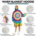 thumbnail image 5 of Colorful Rainbow Tie Dye Spiral Pattern Wearable Oversized Blanket,Wearable Blanket Hoodie for Adults,Cozy Hooded Blankets with Super Pockets,Super Warm Fuzzy Pullover for Women & Men, 5 of 6
