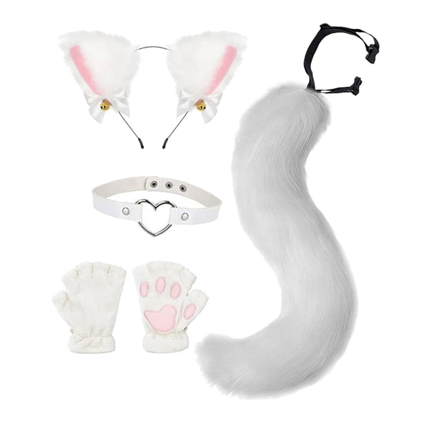 Diadema con orejas falsas y cola para disfraz de cosplay, regalo para fiesta con temática de animales