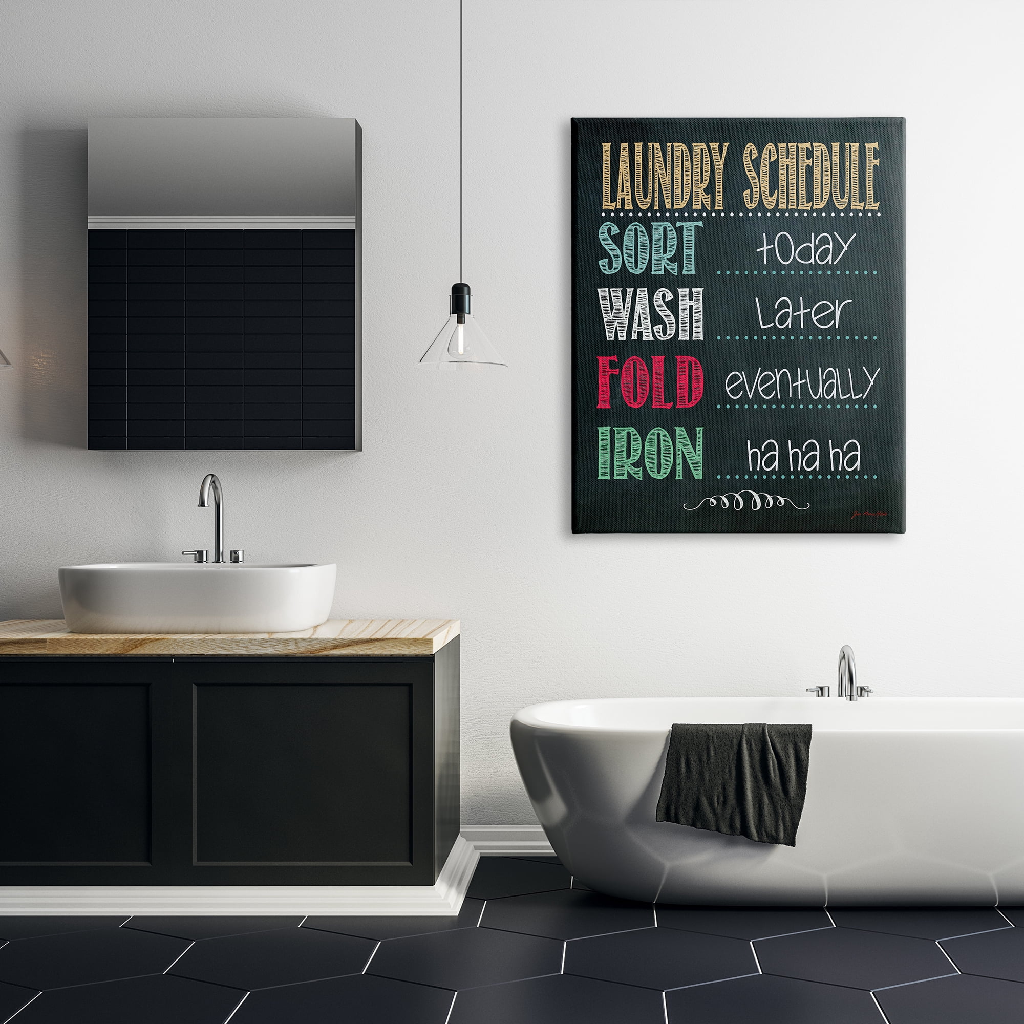 Stupell IndustriesStupell Industries Laundry Schedule Chalkboard Bathroom Wall ArtCanvas Wall Art by Jo Moulton
