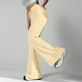 thumbnail image 4 of WULMLEO Ladies Fashion High Waist Sweatpants Loose Draw String Waist Solid Color Cargo Drawstring Pants Leisure Flares Fluorescence Yellow 3XL, 4 of 9