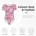 thumbnail image 4 of KLL Women 's Crew Neck Bodysuit Jumpsuits Cartoon Poodle Dog Print Short onesies Stretch T Shirts, 4 of 7