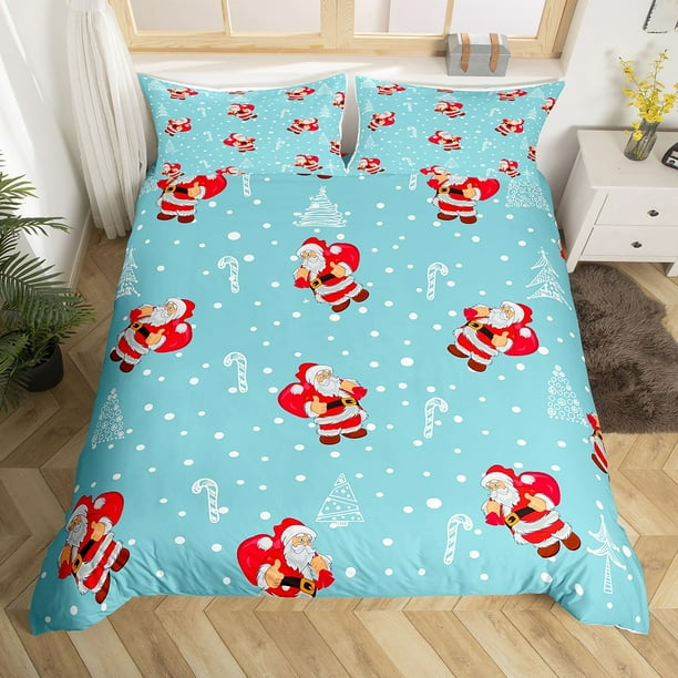 Santa Claus Comforter Cover Merry Christmas Duvet Cover for Kids