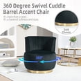 thumbnail image 3 of PAPROOS Swivel Accent Chair, Armchair with Velvet Fabric, Barrel Chair with Metal Ring for Living Room, Bedroom, Black, 3 of 10
