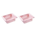 thumbnail image 2 of Billuyoard Organizador de plástico para refrigerador, contenedor de cajón multifuncional retráctil, capa de estante para verduras, bandeja de Rosa 2piezas, 2 of 6