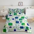 thumbnail image 2 of Castle Fairy Mid Century Layered Square King Size Comforter Sets 3pcs,Abstract Hollow Border Comforters King Size,Emerald Yellow Navy,Reversible,1 Comforter and 2 Pillowcases, 2 of 6