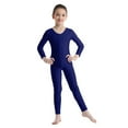 thumbnail image 2 of inhzoy Kids Girls Long Sleeve Ballet Gymnastic Leotard Full Length Jumpsuit Unitard Solid Color Dancewear,Sizes 3-14 Navy Blue 9-10, 2 of 4