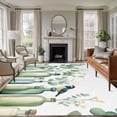 thumbnail image 3 of Teal Eucalyptus Leaves Area Rug 5x8 FT, Non Slip Bedroom Throw Carpet, Botanical Vase Birds Washable Soft Floor Carpet Non-Shedding Rug for Living Room Nursery Dorm Office, 3 of 9