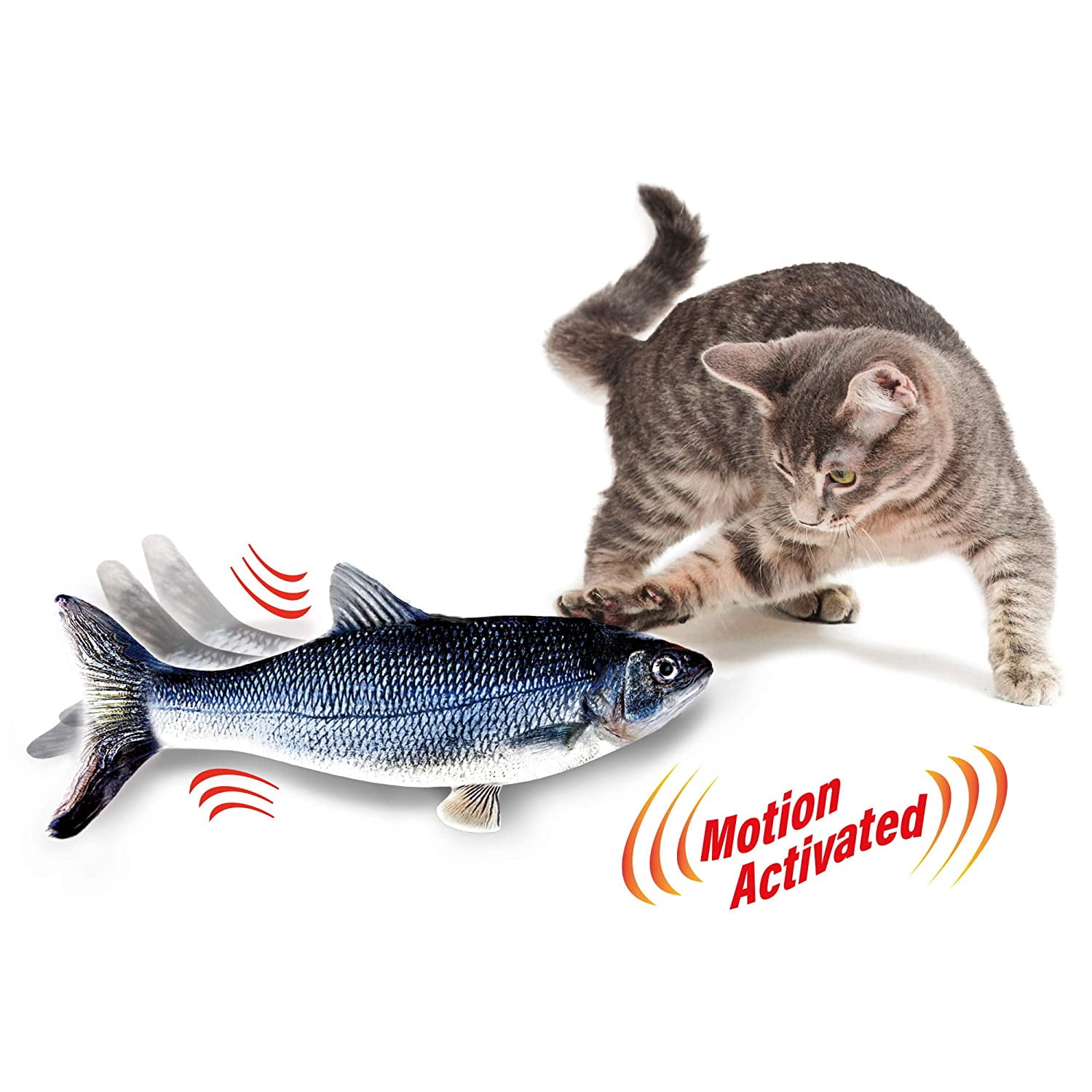 Flippity Fish Cat Toy, Interactive Cat Toy, Flips, Flops & Wiggles Like
