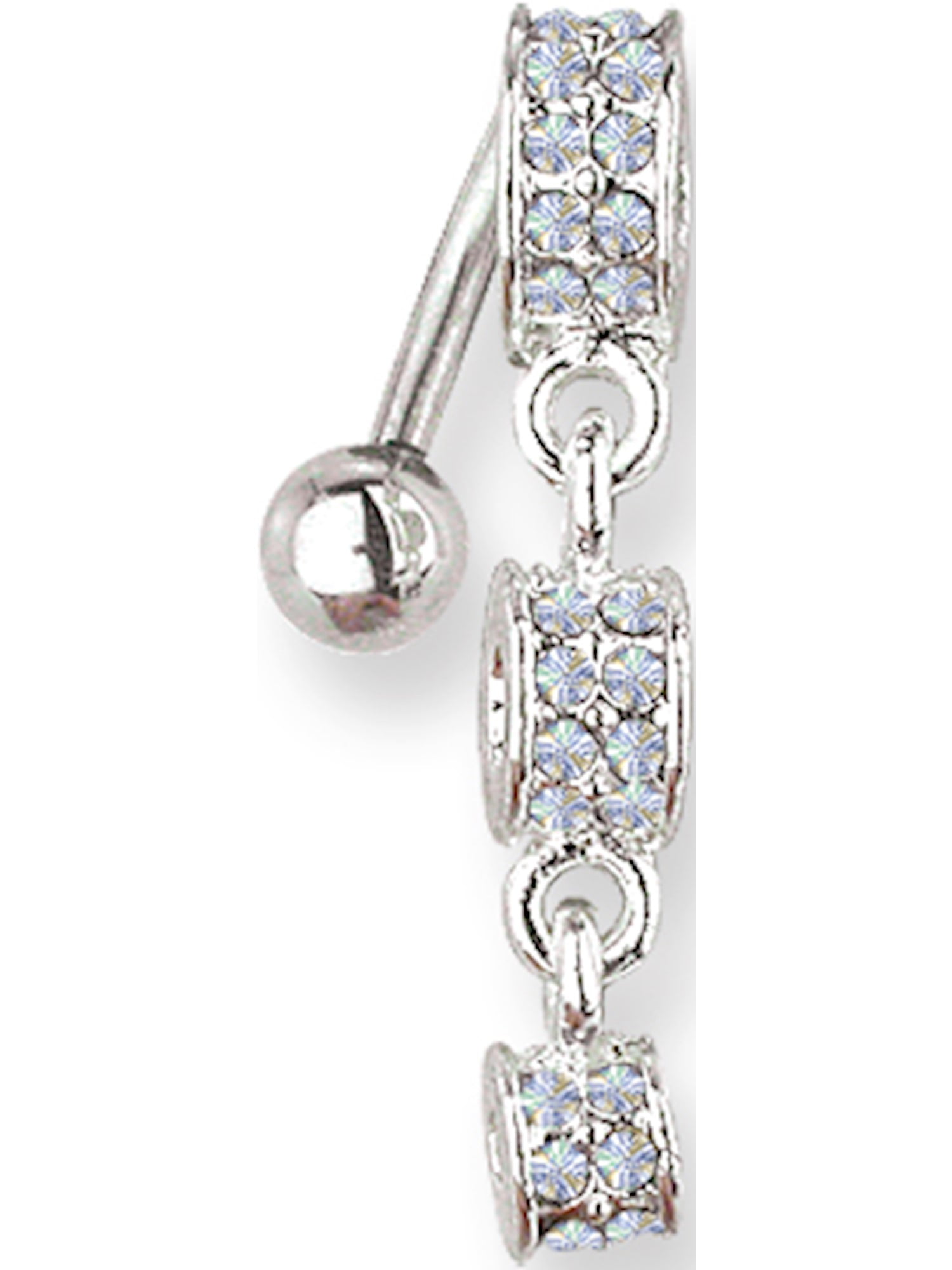 11mm Length Decreasing size 1.6mm Jewelry by Sweet Pea SGSS Curv BB w Fancy Gem Top Dangle 14G