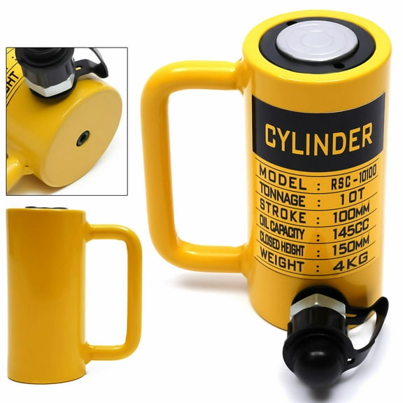 Miumaeov 10 Ton Hydraulic Short Jack Single Acting Hydraulic Cylinder Ram Jack Chromium Plated Car Lifting Repair Tool 100mm Stroke