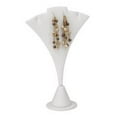 thumbnail image 4 of SSWBasics White Faux Leather Earring and Necklace Display Stand - 7 ½ inch Fan-Shaped-, 4 of 4