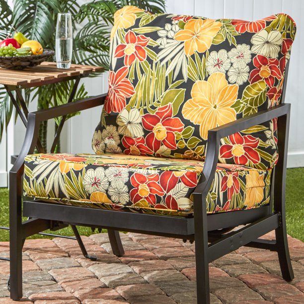 Greendale Home Fashions Outdoor Deep Seat Cushion Set, Aloha Black