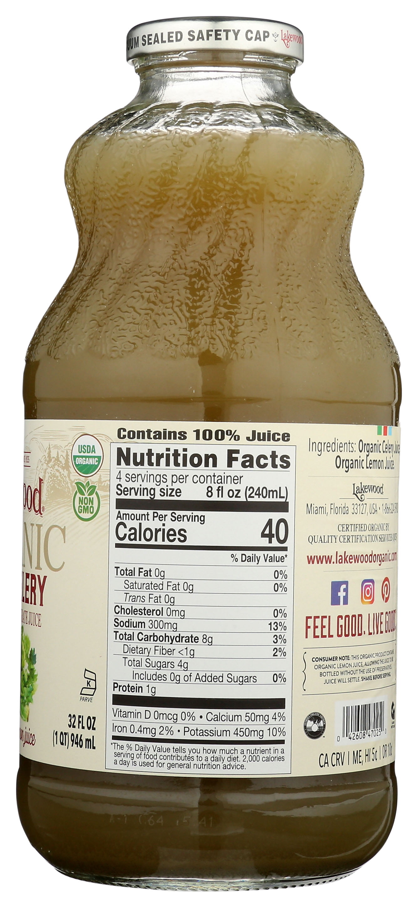Lakewood Organic JUICE CELERY ORG, 32 FL OZ