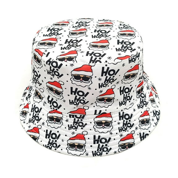 Aellinatey Bucket Hat Christmas Santa Headwear Sunshade Reversible Fisherman Hat