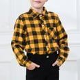 thumbnail image 4 of AIEOTT Boys Plaid Flannel Shirts Long Sleeve Classic Collared Button Down Pocket Shirts Fall Tops, Kids Aged 3-9, for School Travel Family Outdoor Play, 4 of 9