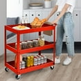 thumbnail image 2 of Costway 3-Tier Utility Cart Metal Storage Service Trolley 330lbs Capacity Red, 2 of 11
