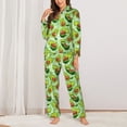 thumbnail image 2 of Lsque Avocado color cute animals Pattern Long Sleeve Pajama Set for Women - Soft 2-Piece Sleepwear and Loungewear Set with Pockets, Comfy Nightwear-Small, 2 of 7