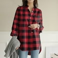 thumbnail image 6 of Best Gifts for Christmas Juebong Women's New Shirt Striped Printed Slit Long Sleeve Button Casual Top,Red,L, 6 of 8