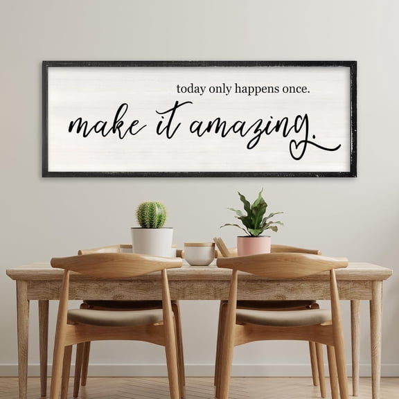 Cskhip Today Only Happens Once Make It Amazing Rustic Wood Signs Pantry Street Signs Vintage Wood Plaque Farmhouse Wall Art Wall Decor for Home Man Cave Door Porch Garden Party 4" x 16"