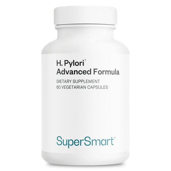 Supersmart H. Pylori Advanced Formula (with Mastic Gum, Probiotics, Prebiotic) - Natural Treatment & Complete Action | Non-GMO & Gluten Free - 60 Vegetarian Capsules