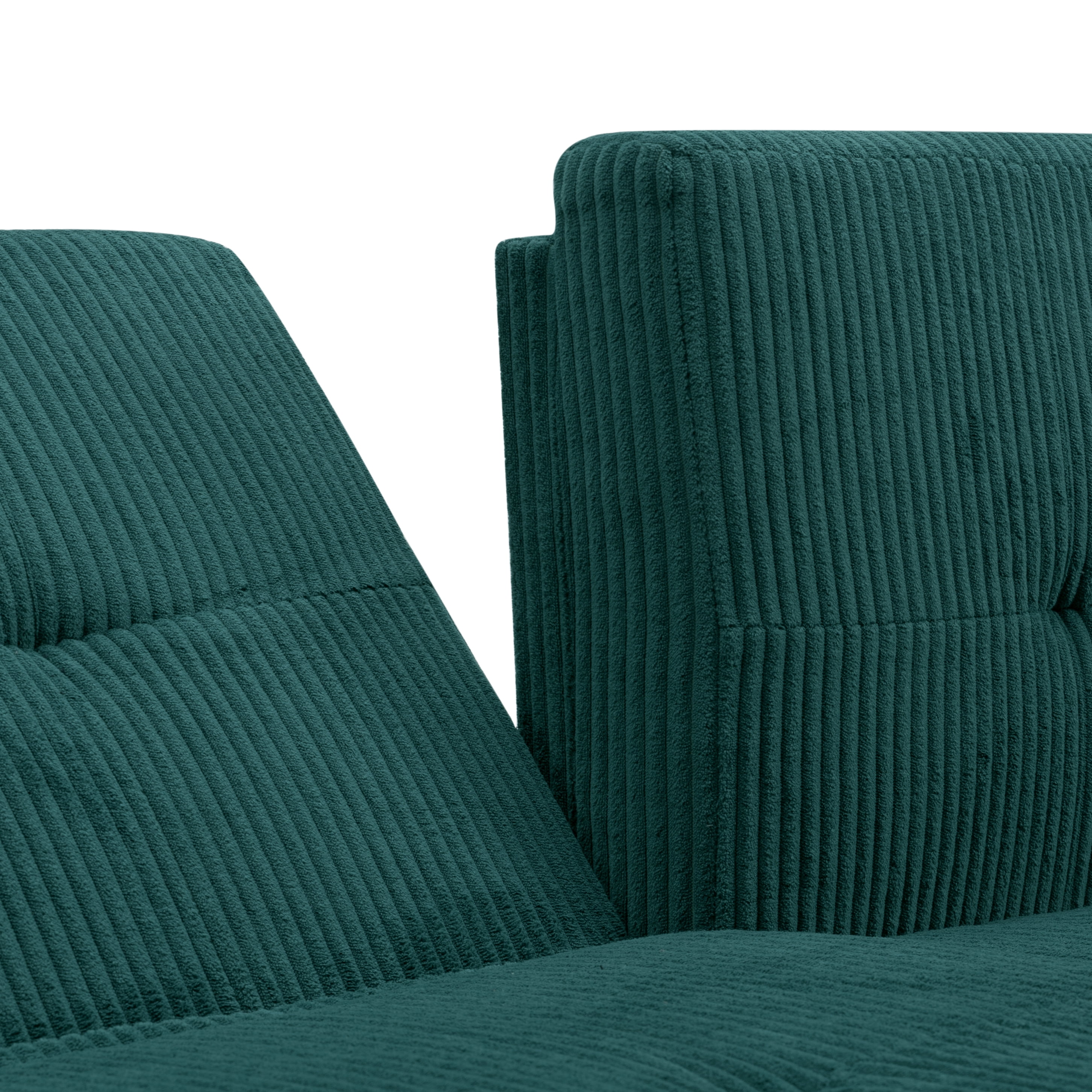 Gewnee 117.13”U-Shaped Sectional Sofa,Corduroy Couch,4 Seat Lounge Sleeper Sofa with Double Chaises for Living Room.Green