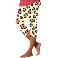 thumbnail image 2 of Yourumao Womens Capri Leggings Elastic Waist Leopard Capris Stretchy Comfy Scalloped Hem Pants Summer Trendy Pants for Beach Vacation, 2 of 5