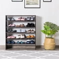 thumbnail image 5 of Costway 3 PCS Stackable Shoe Rack 31-Inch Horizontal Organizer 2-tier StorageShelf Brown, 5 of 12
