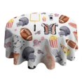 thumbnail image 4 of Colorful Rugby Game Items Pattern Round Tablecloth 60"x60",Wrinkle Wipeable Table Cloth for Kitchen Dining Room Picnic Patio Party, 4 of 6