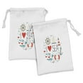 thumbnail image 1 of Nautical Fabric Pouch Set of 2, I Love Sea Words Heart Materials Anchor Compass Knotted Rope, Small Drawstring Bag for Toiletries Masks and Favors, 9" x 6", White Red Blue, by Ambesonne, 1 of 2