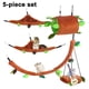 thumbnail image 1 of Juego de 5 hamacas para hámster, pequeños animales, cama cálida colgante, jaula, nido, accesorios, jaula, juguete, túnel colgante de hojas y columpio, planeador para hámster, juego para, 1 of 8