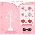 thumbnail image 3 of 2 Pack Valentine's Day Decoration Glow Birch Tree with 24 Heart Shaped Ornaments, USB with Timer and Battery Operated, Glowing Artificial Tree Indoor Bedroom Wedding Party Valentine's Day Decoration, 3 of 7