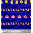 thumbnail image 1 of Soimoi Blue polyester Crepe Fabric Triangle,Pine & Watermelon Fruits Print Fabric by the Yard 42 Inch Wide, 1 of 1