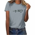 thumbnail image 2 of ALLLIST Womens Tops Crew Neck Holiday Short Sleeve T-Shirts Trendy Electrocardiogram Gray Shirts Womens Clothing, 2 of 4