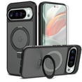 thumbnail image 1 of Asuwish Phone Case for Google Pixel 9 Pro XL/10 Pro XL Tempered Glass Screen Protector Magnetic Bracket stand Translucent Shockproof Protective Cell Cover Pixel9ProXL Pixel10ProXL Women Men Black, 1 of 8