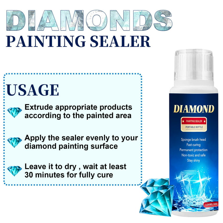 Diamond Painting Art Glue with Sponge Head Fast Drying Prevent Falling Off,  Puzzle Glue Sealer Permanent Hold Shine Effect (E)