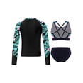 thumbnail image 2 of Doomiva Kids Girls 3 Pieces Athletic Tankini Sets Crisscross Bikini with Upf 50+ Rash Guard Shirts Swim Coat Sun Block Swimsuits Black 8, 2 of 5