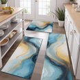 thumbnail image 2 of Blue Gold Marble Pattern Kitchen Rugs Sets Of 3,Kitchen Runner Rugs Non Skid Washable,Decorative Kitchen Floor Mats for Kitchen,Sink,Laundry,17"x30"+ 17"x47" + 17"x59", 2 of 6
