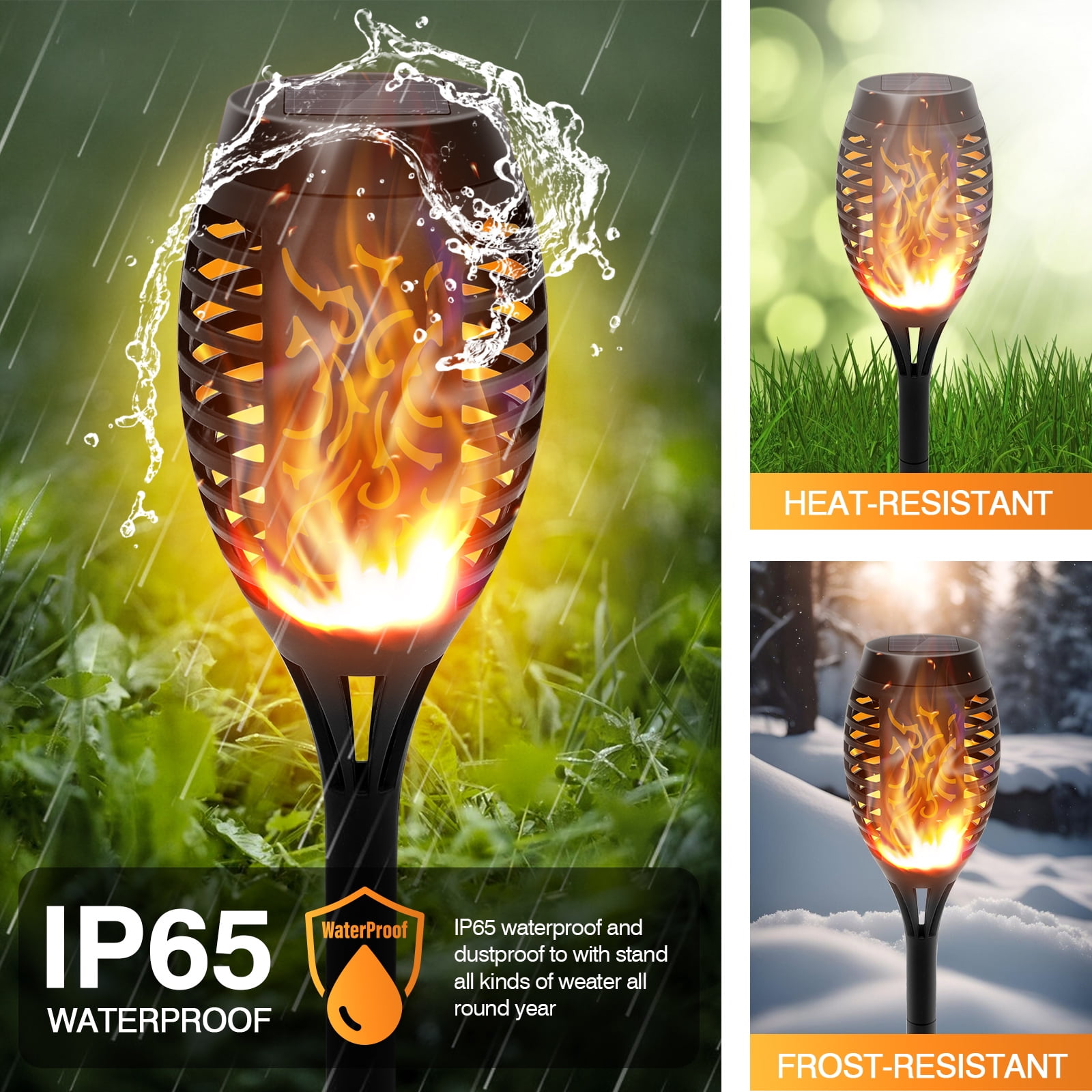 CATGOOD Outdoor Solar Light with Flickering Flame, 10 Pack LED Solar Flame Lights, Waterproof Solar Powered Flame Torch Lights for Garden Patio Yard