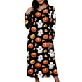 thumbnail image 2 of SELONE Plus Size Nightgowns for Women Long Long Sleeve Sleepshirt Ghost Pumpkin Sleep Dress Halloween House Dress, 2 of 8