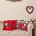 thumbnail image 4 of Valentine's Day Decorations - Pillow Covers 18x18 inch Set of 4, Valentine's Day Linen Pillowcases with Red Buffalo, 4 of 5