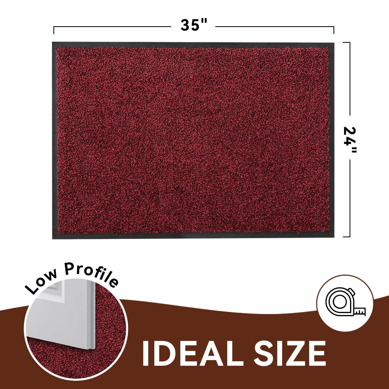 VUNATE 24" x 35" Dirt Trapper Indoor Door mat Non Slip Front Door Mats Absorbent Rubber Entrance Rug Durable Heavy Duty Outdoor Mats Washable Welcome Mats for Outside Red