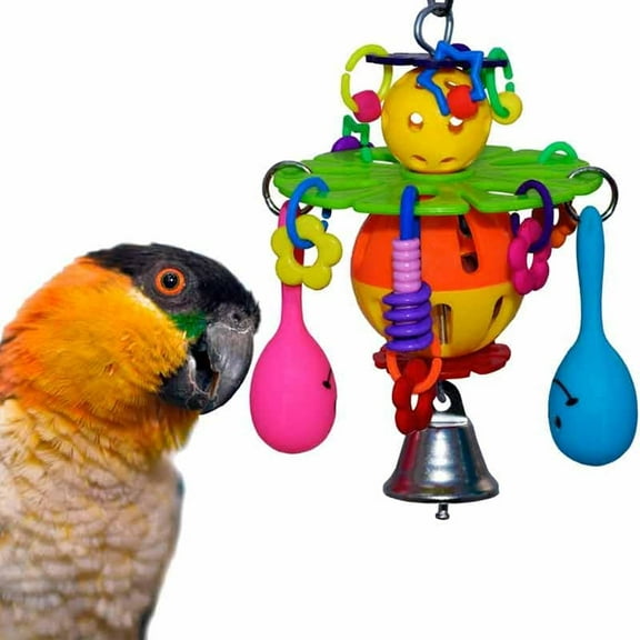 Super Bird Creations SB1132 Maraca Blast Bird Toy - Interactive Toy, Medium-Sized Birds like Parrots, Durable Pet Bird Toy for Enrichment Engaging Activity Toy - 6.5" x 4"