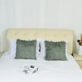 thumbnail image 3 of PiccoCasa 2Pcs Shaggy Faux Fur Throw Pillow Covers Soft Plush Cushion Covers, 18"x18" Dark Green, 3 of 7