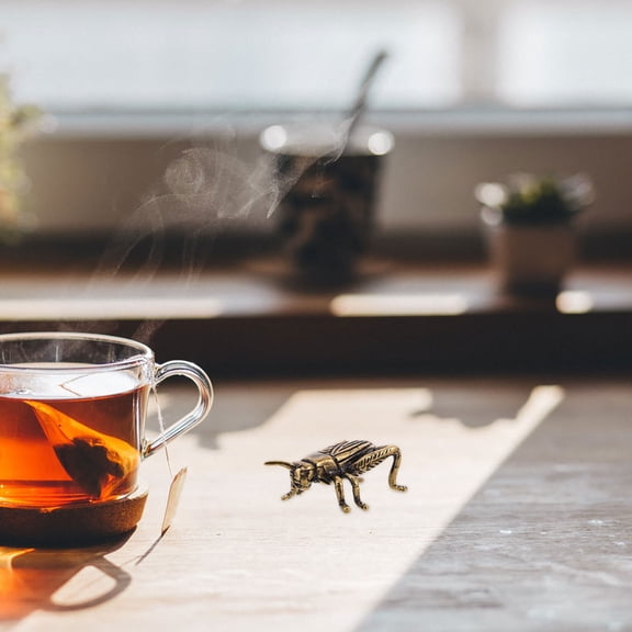 Phenofice Miniature Brass Crickets Statue Retro Golden Desk Decoration for Office and Table