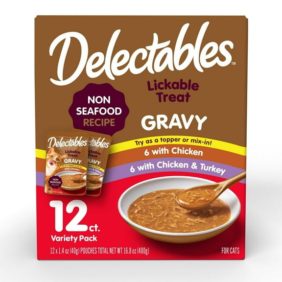 Nom du produit : Delectables™ Sauce sans fruits de mer Poulet, Poulet et Dinde 12g Gâteries à lécher pour chats
