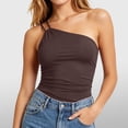 thumbnail image 2 of Erwazi Women's One Shoulder Tops Solid Sleeveless Tank Top Casual Summer Trendy Daily Wear, 2 of 7
