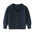 thumbnail image 4 of CAICJ98 Unisex Boys Girls Cardigans Sweater V-Neck Long Sleeve School Uniforms Button Knit Tops Fall Clothes (Navy,4-5 Years), 4 of 4