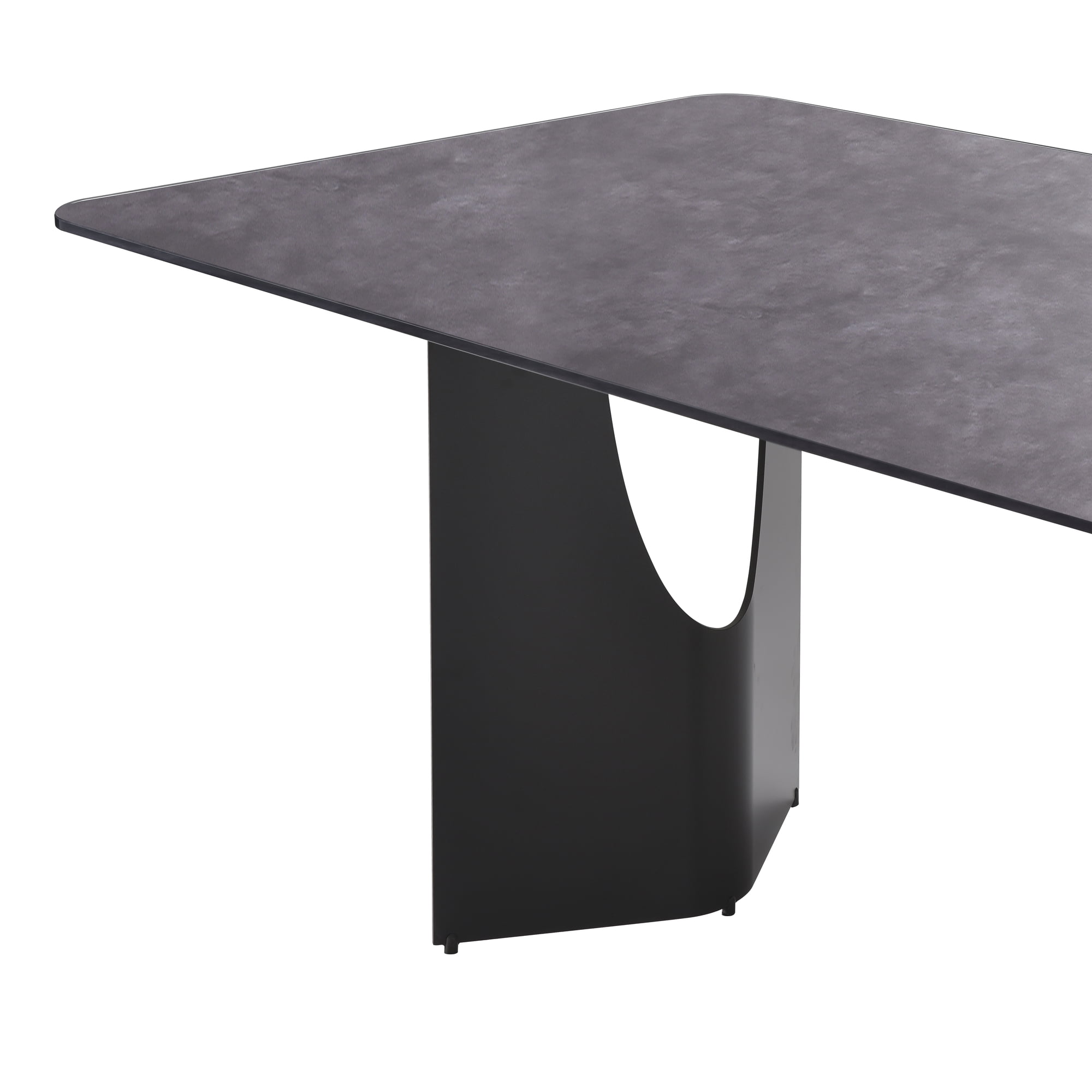 Zoey Modern Contemporary 79 in. Rectangular Dining Table with Gray Tempered Glass Table Top - Seats up to 6