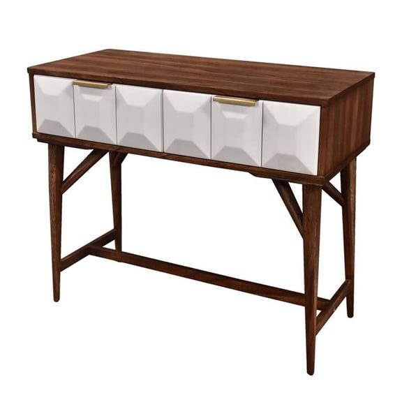 Pemberly Row Mid Century Burnished Walnut Solid Acacia Wood Console Table