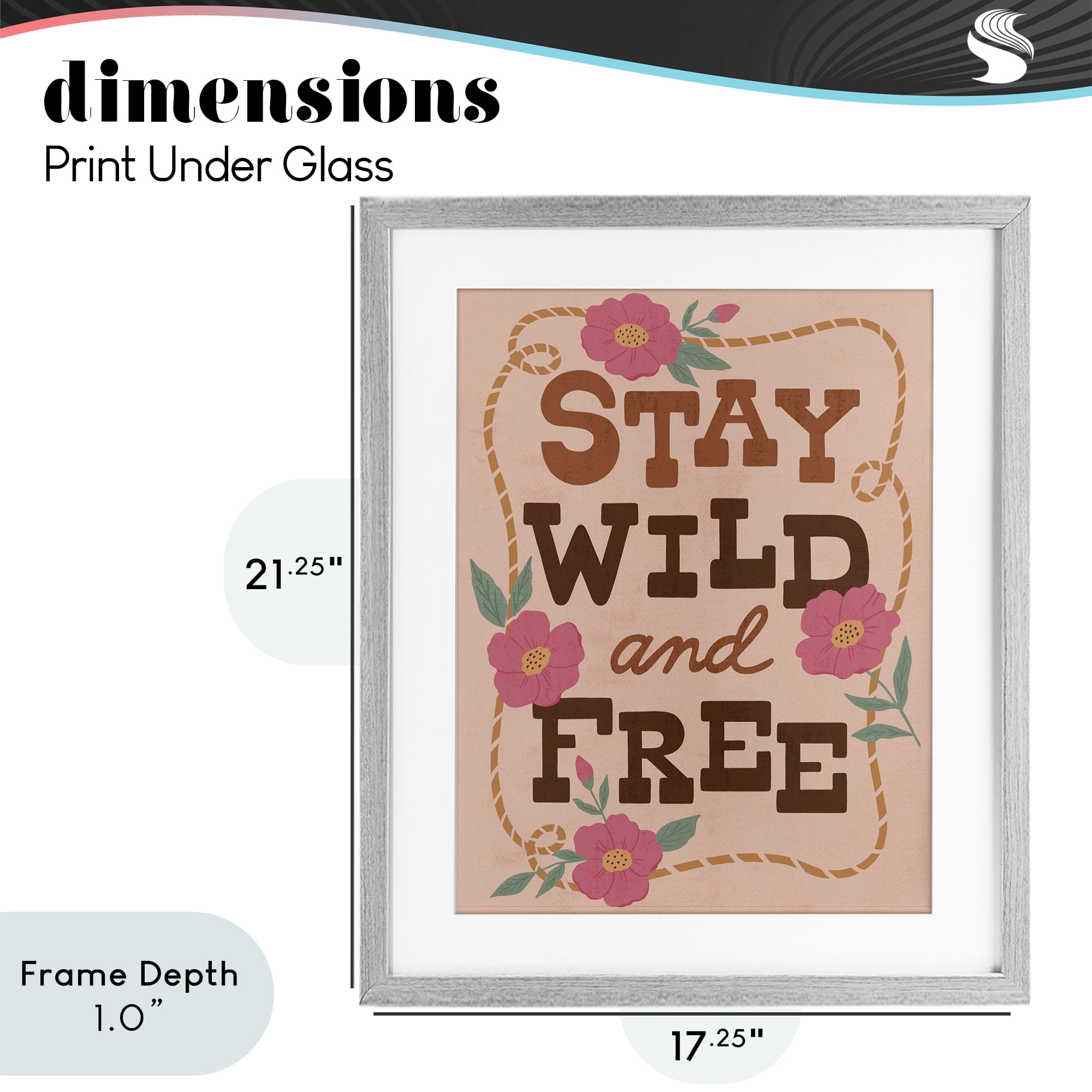 Stupell Industries Wild & Free Boho Girl Gray Framed Print Under Glass, design by Nina Seven